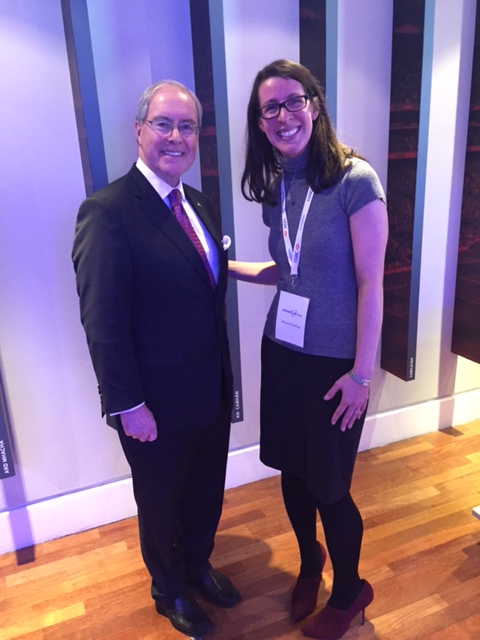 Michele greeting Kevin O'Malley at Export Leadership Forum 